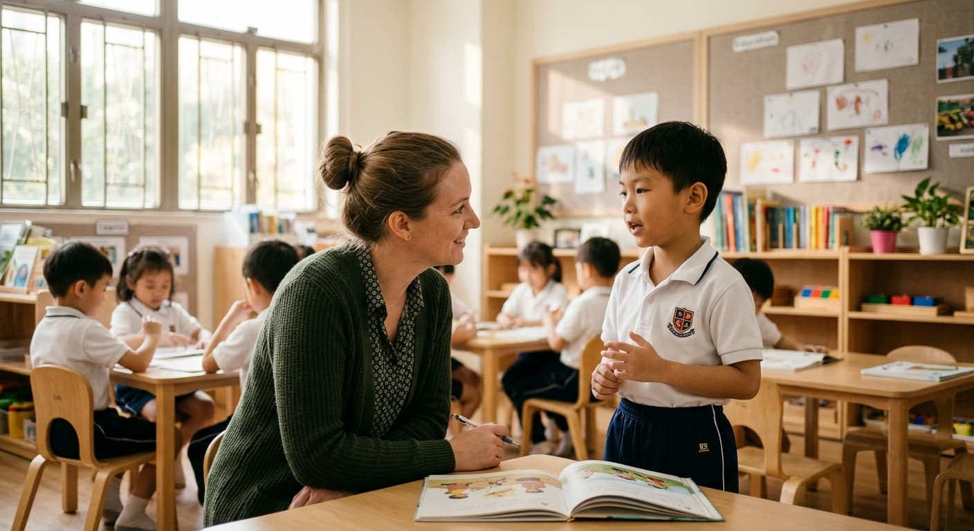 外教和孩子进行英语对话
